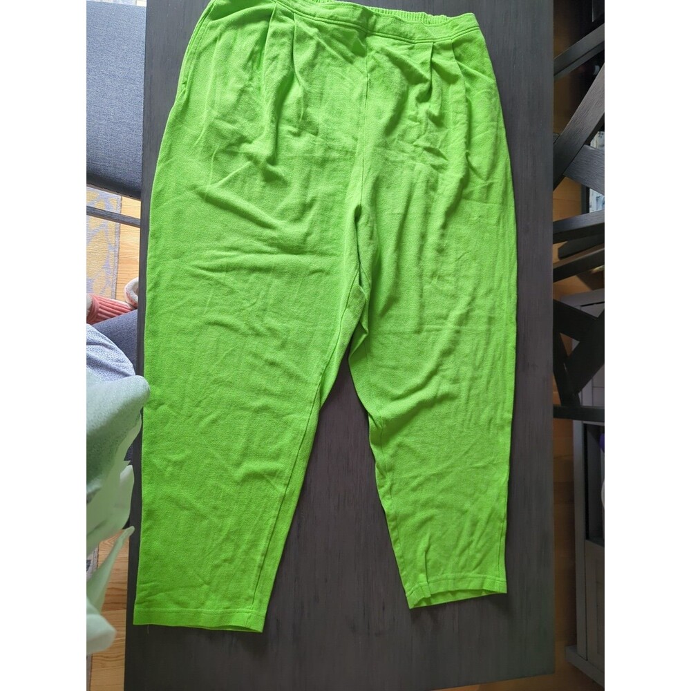 Nicole Summers Woman Pants 3X 100% Cotton Lime Green